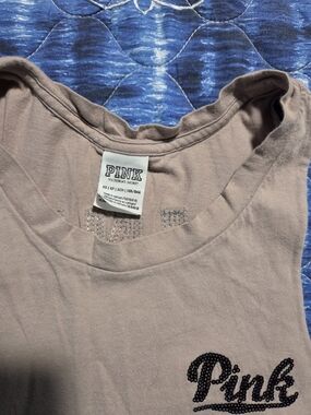 PINK Victoria's Secret Light Mauve Tee with Embellished Logo